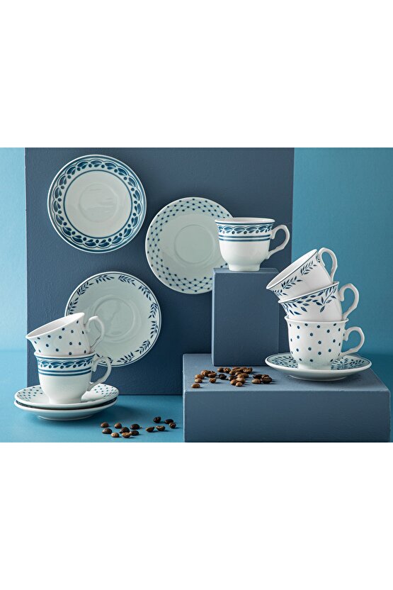 Axis Porselen 4 Parça 2 Kişilik Kahve Fincan Takımı 80 Ml Lacivert