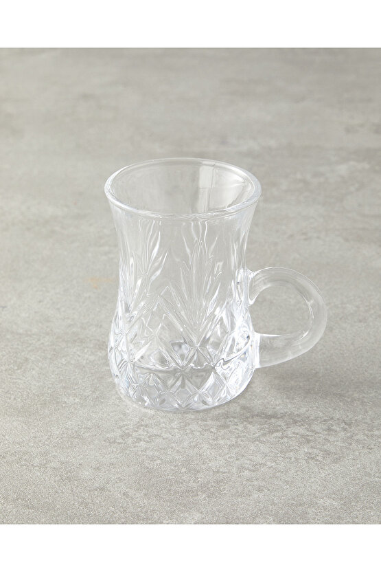 Rose Cam Kulplu 6 Parça 6 Kişilik Çay Bardağı 100 ml Şeffaf