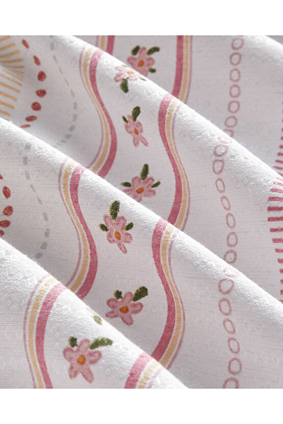 Daisy Stripes Ecosoft Tek Kişilik Pike 150x220 cm Pembe