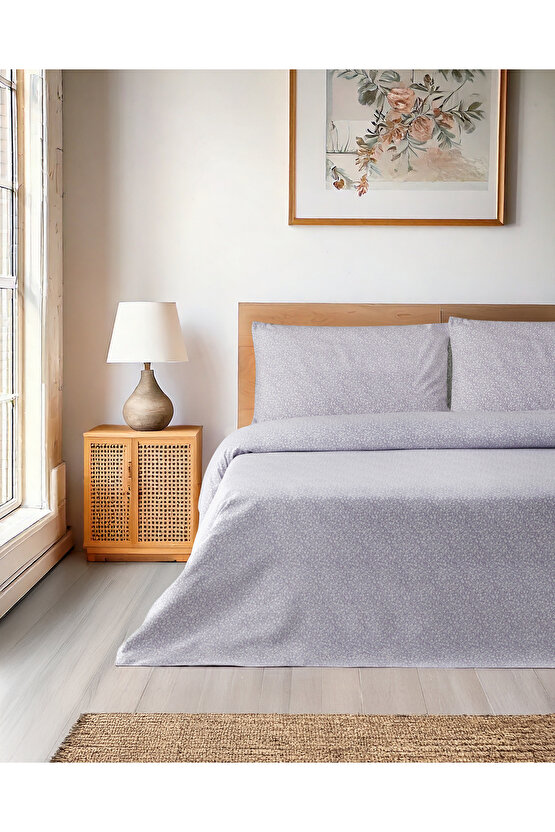 Lush Blooms Kolay Ütülenir Tek Kişilik Nevresim Takımı 160x220 cm Lila-Yeşil