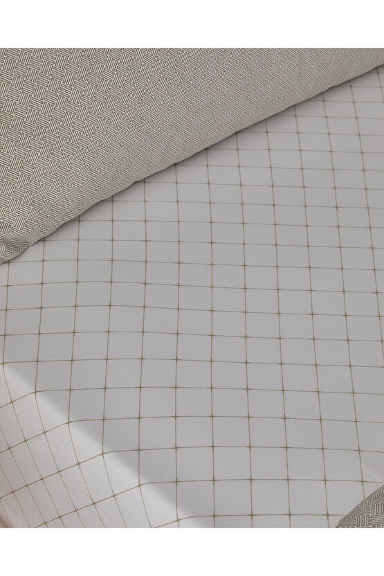 Flowing Stripes Kolay Ütülenir Tek Kişilik Nevresim Takımı 160x220 cm Bej