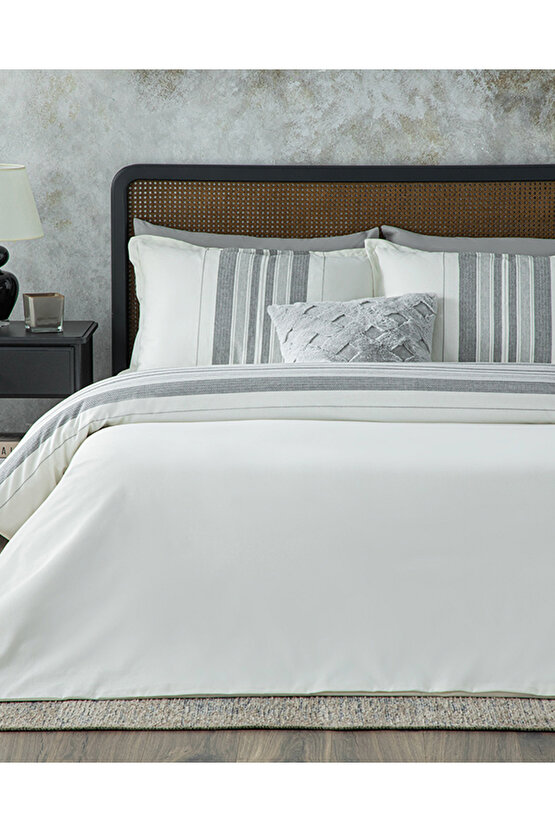 Grand Shiny Ipliği Boyalı Tek Kişilik Nevresim Takımı Gümüş