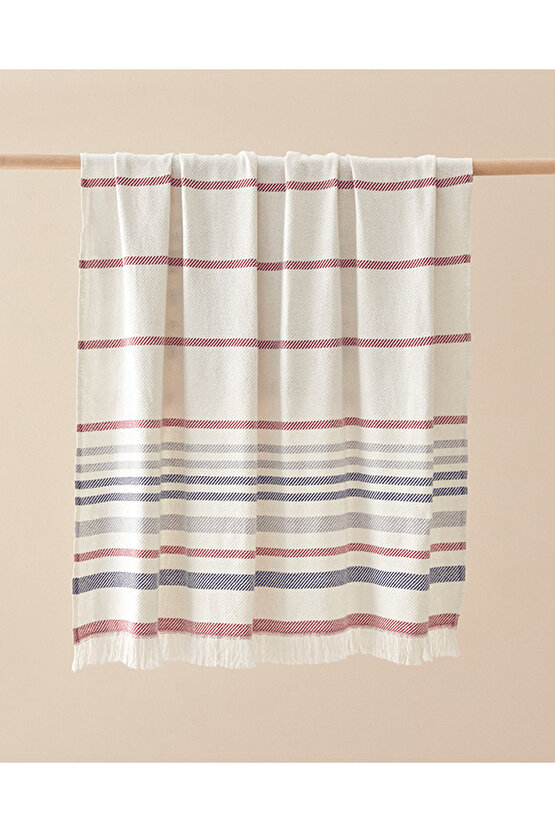 Calista Koltuk Şalı Gri - Kırmızı