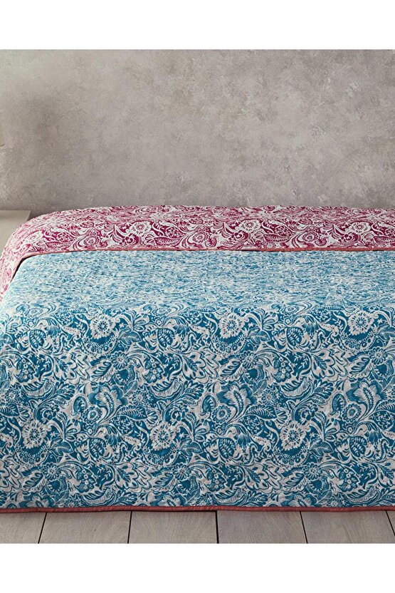 Folk Art King Size Çok Amaçlı Örtü Koyu Pembe