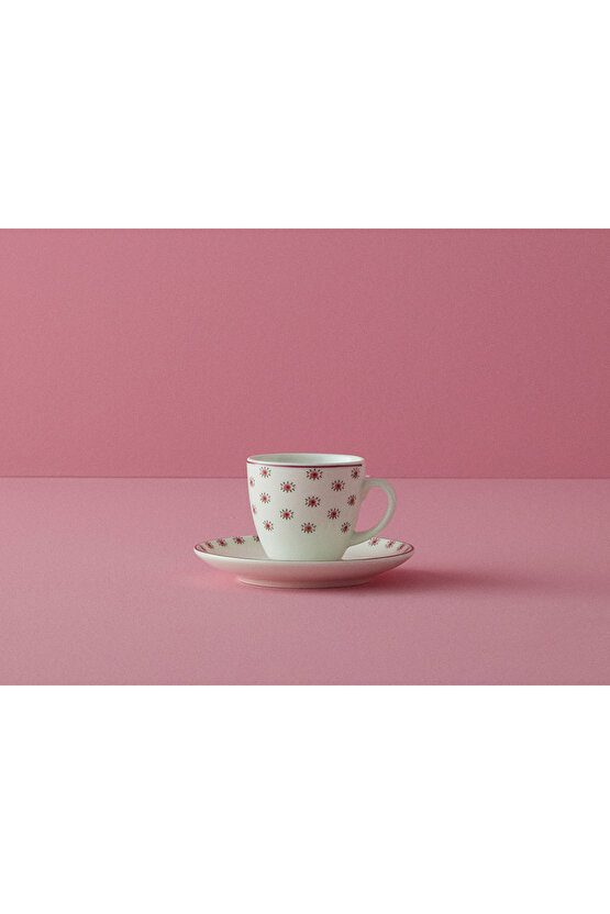 Pink Hope Porselen 4 Parça 2 Kişilik Kahve Fincan Takımı 80 Ml Pembe