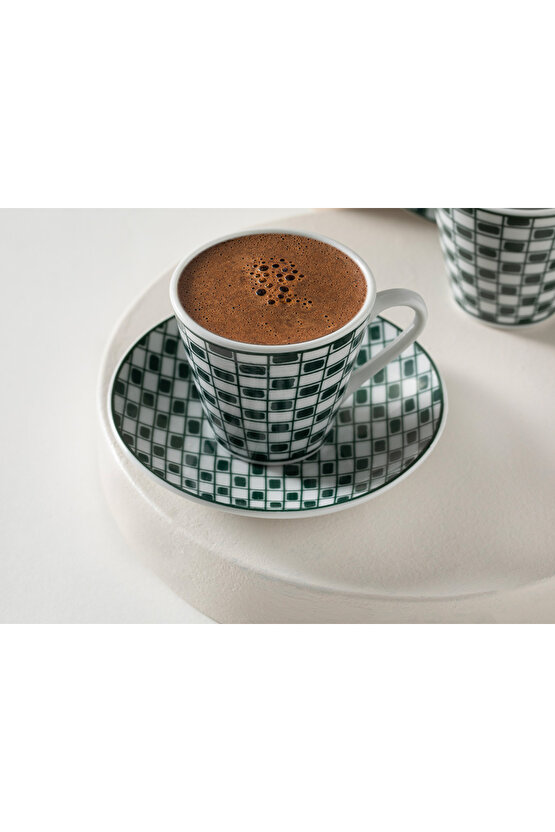4 Parça 2 Kişilik Kahve Fincan Takımı 80 Ml Yeşil