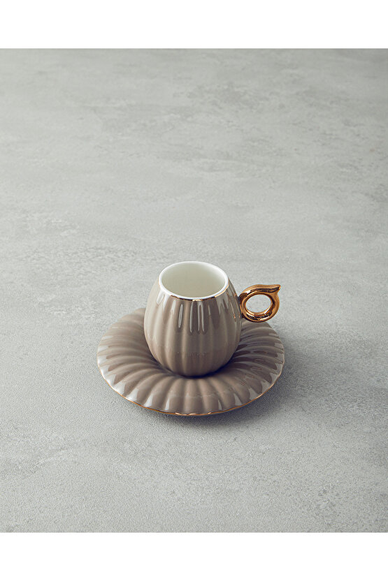 Polka New Bone China 4 Parça 2 Kişilik Kahve Fincan Takımı Vizon