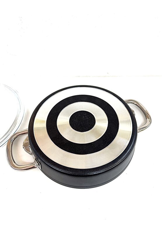 Çelik Kulplu Titanyum Granit Basık Karnıyarık Pilav Tenceresi 26 Cm