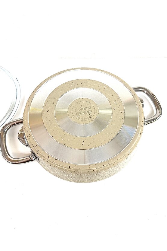 Çelik Kulplu Titanyum Granit Basık Karnıyarık Pilav Tenceresi 26 Cm