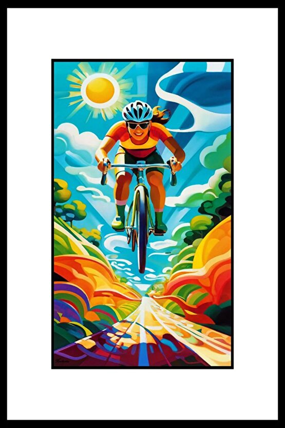 Bisikletli Kız Digital Art ( ÇERÇEVESİZ - ÇERÇEVE YOKTUR ) ( ULTRA HD ) FOLYO AFİŞ - POSTER