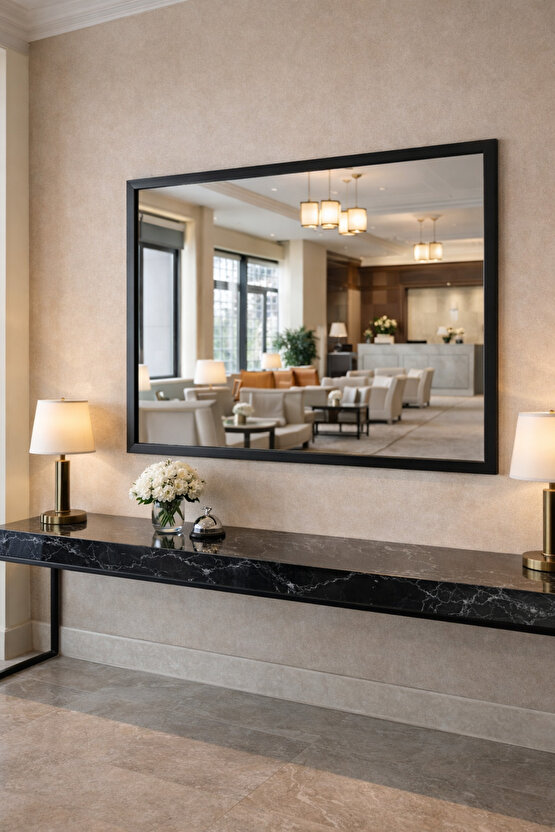 Siyah Çerçeveli Duvar Aynası & Boy Aynası-Özel Ölçü Seçenekleri-3cm Çerçeve Genişliği