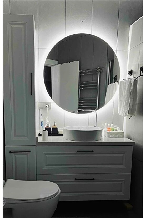 100 cm Beyaz Ledli Yuvarlak Banyo Aynası