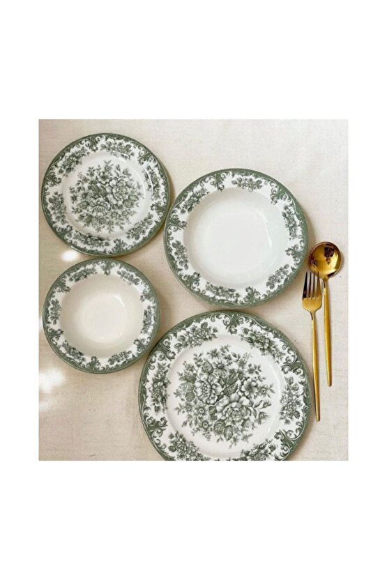 Kosova Rosabella Green 24 Parça Yemek Takımı
