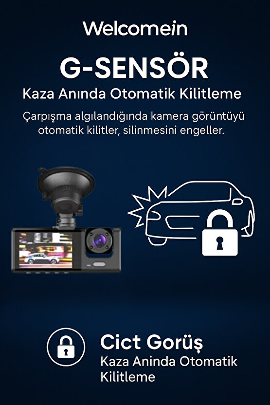 1296P Ultra HD Araç İçi Kamera Gece Görüşlü • G-Sensör • Döngüsel Kayıt • Park Modu • Geniş Açı Lens