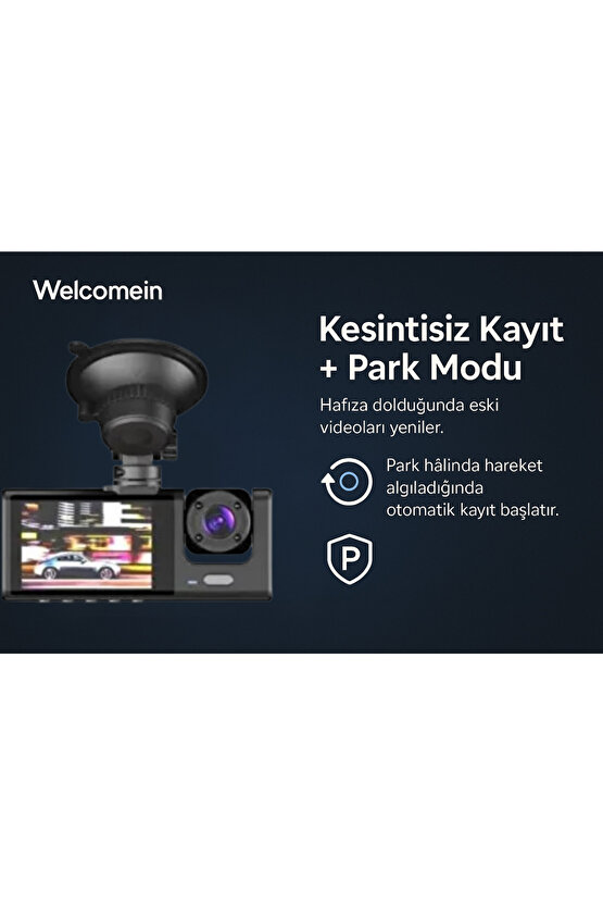 1296P Ultra HD Araç İçi Kamera Gece Görüşlü • G-Sensör • Döngüsel Kayıt • Park Modu • Geniş Açı Lens