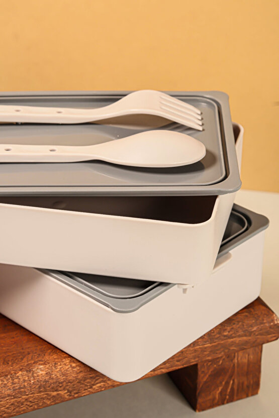 2 Katlı Sızdırmaz Soft Beslenme Saklama Kabı - Mikrodalgaya Uygun Öğle Yemeği Kabı