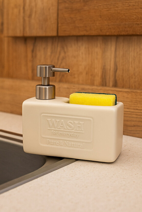 Seramik Sıvı Sabunluk – Paslanmaz Çelik , Modern ve Şık BanyoMutfak Aksesuarı