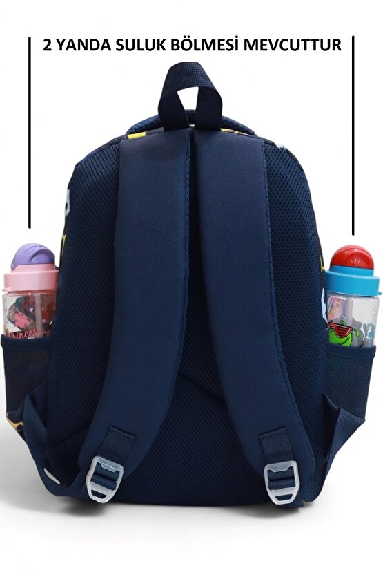 1370 Anatomik Sırt Yapılı Kabartmalı Figürlü Üçlü Set İlkokul Çantası