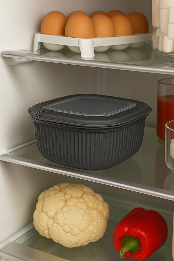 3lü Renkli Kilitli Kapaklı Saklama Kabı Difrize Mikrodalga ve Buzdolabı Uyumlu Düzenleyici