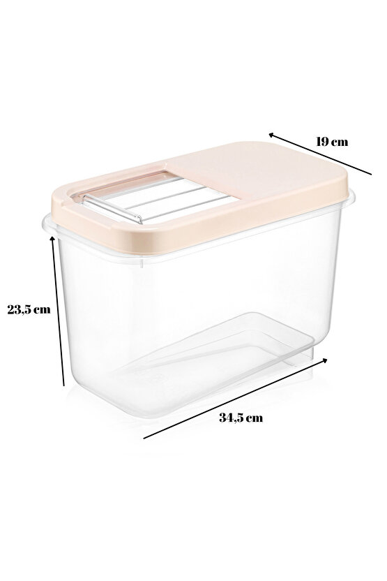 10 Lt Etiketli Kayar Kapaklı Deterjan Saklama Kabı -tablet Deterjan Saklama Kutusu Krem