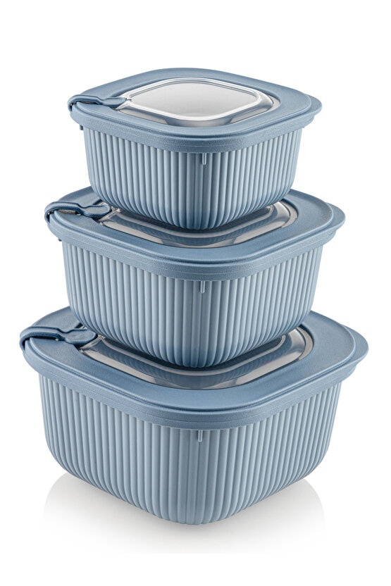 3lü Mikrodalga Ve Difrize Uygun Vip Kapaklı Özel Saklama Kabı Seti Bej