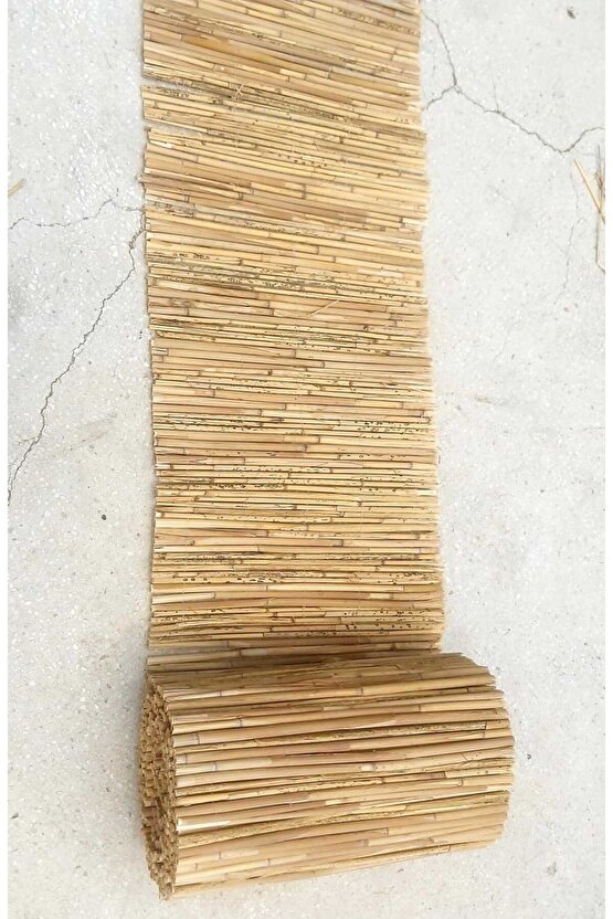 50CM x 6METRE Doğal Bambu Kamış Çit, Hasır, Bahçe ve Balkon Deokarasyonu , Misina İpli Natural