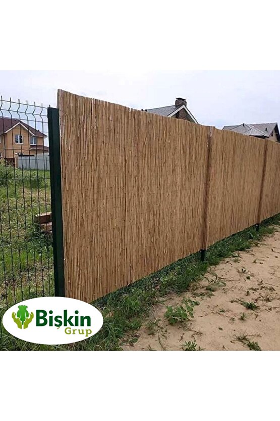 2Metre x 6Metre Eber Gölünden Bambu Kamış Hasır Çit, Gölgelik Bahçe ve Balkon Çiti Misina Örgü