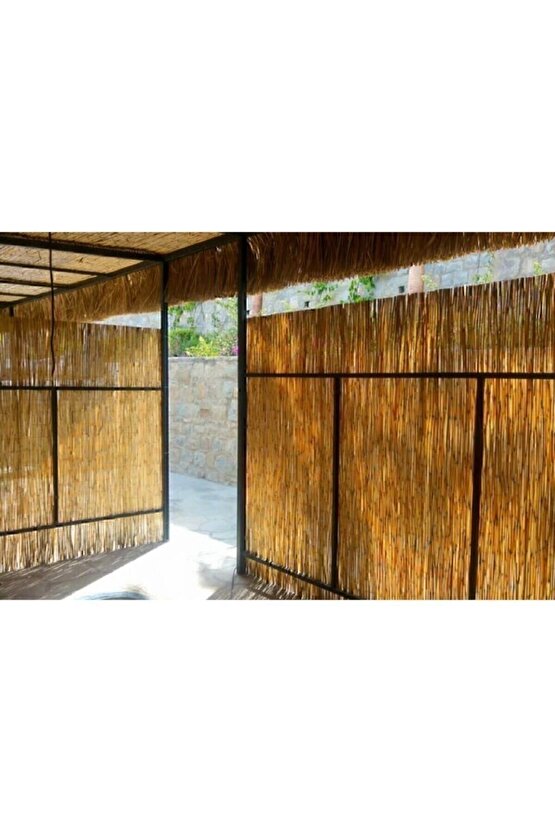 Doğal Kamış Hasır Çit 2m X 5m Doğal Bambu -bahçe Çiti - Gölgelik Hasır -tavan Dekorasyon