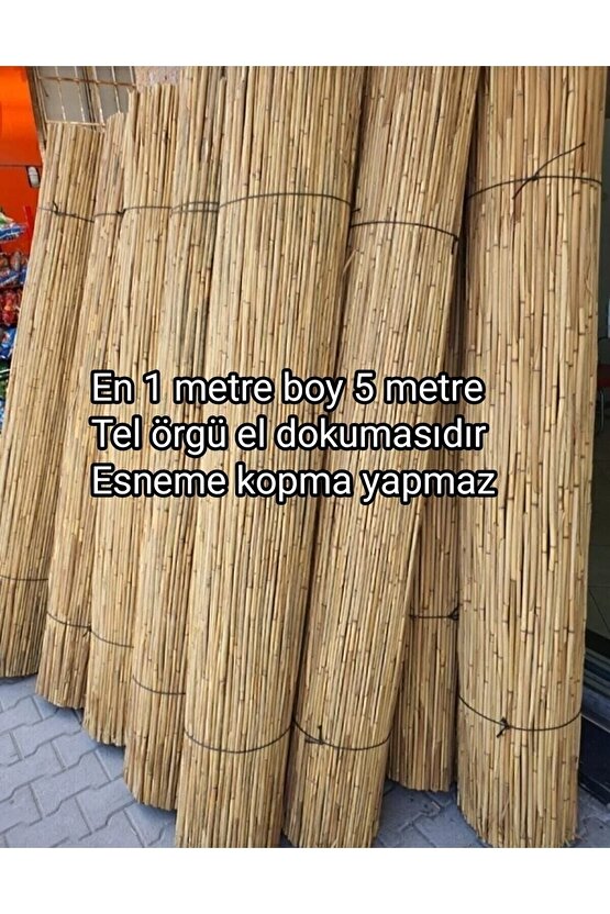 Kamış Çit Kamış Hasır Kamış Bambu 1*5 Metre Gölgelik Doğal Kamış Hasır Çit- Gölgelik- Rüzgar Perdesi