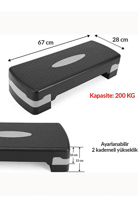 Step Tahtası 2 Kademeli Yükseklik Ayarlı Fitness Egzersiz Aleti 250kg Kapasiteli Aerobik Tahtası
