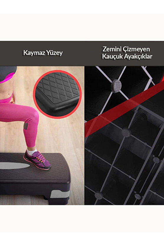 Step Tahtası 2 Kademeli Yükseklik Ayarlı Fitness Egzersiz Aleti 250kg Kapasiteli Aerobik Tahtası
