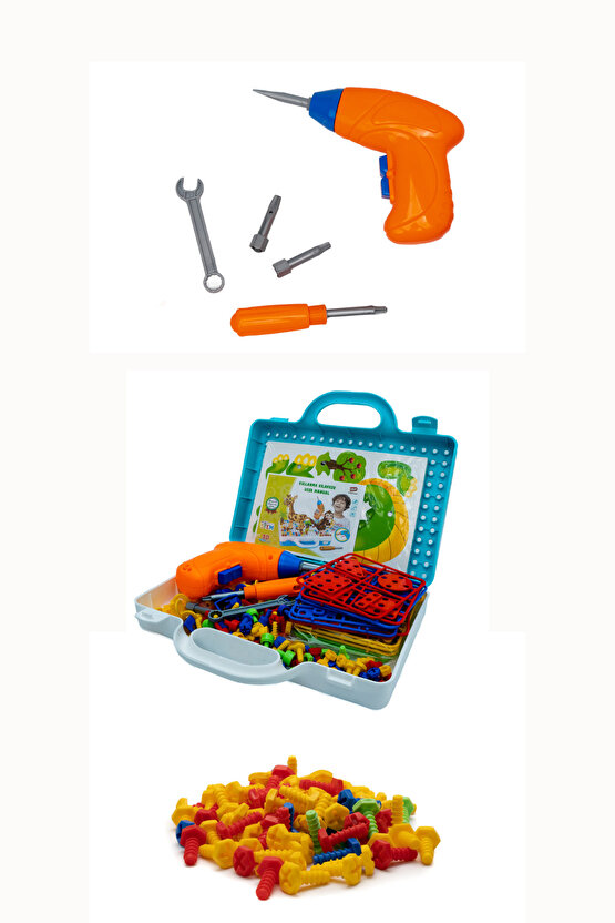 Oyuncak Eğitici Aktivite Mentossori 3D Eğitici Matkap Sök Tak Puzzle Seti Orman Hayvanları