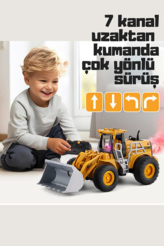 Oyuncak Uzaktan Kumandalı Şarjlı Buhar Atan Kazıcı Yükleyici Buharlı İş Makinası