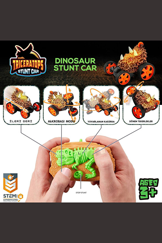 Oyuncak Akrobatik Uzaktan Kumandalı Işıklı Dasher Dinozor Araba