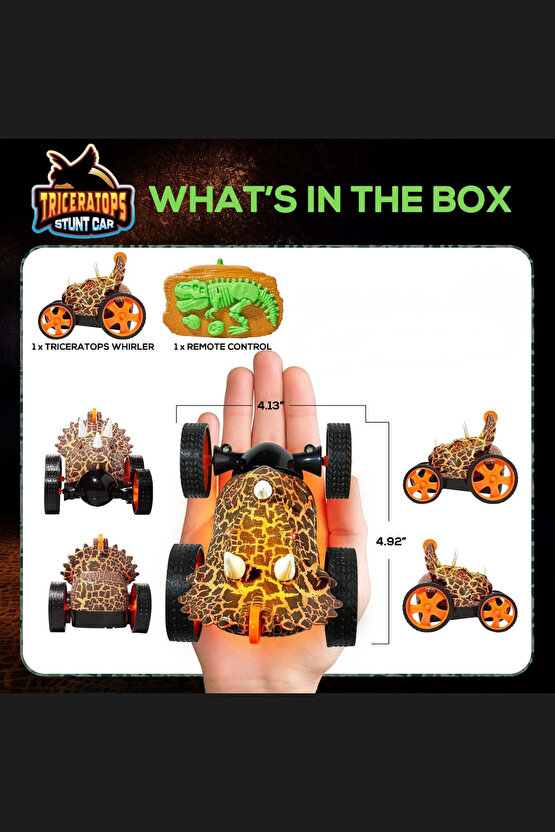 Oyuncak Akrobatik Uzaktan Kumandalı Işıklı Dasher Dinozor Araba