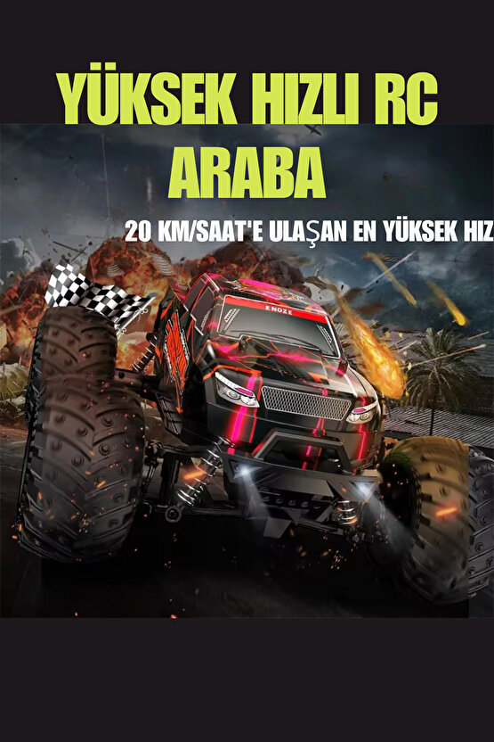 Oyuncak 2.4 Ghz Uzaktan Kumandalı Dev Teker 4X4 20 Km Hız Yapan Rock Crawler Araba Monster