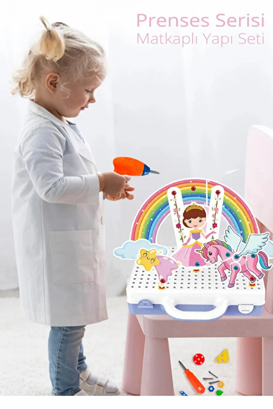 Oyuncak Eğitici Aktivite Mentossori 3D Eğitici Matkap  Tak Puzzle Seti Unicorn Serisi