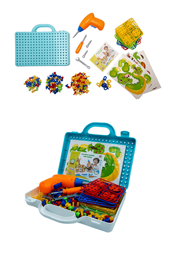 Oyuncak Eğitici Aktivite Mentossori 3D Eğitici Matkap  Tak Puzzle Seti Unicorn Serisi