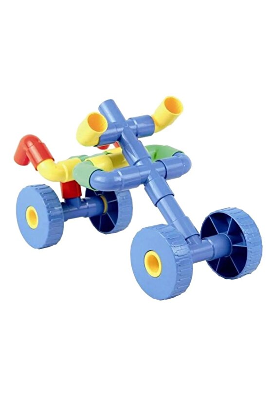 Boru Lego 72 Parça Tekerlekli Boru Blok Seti Boru Zeka Eğitici Bloklar Motor Beceri Kordinasyon