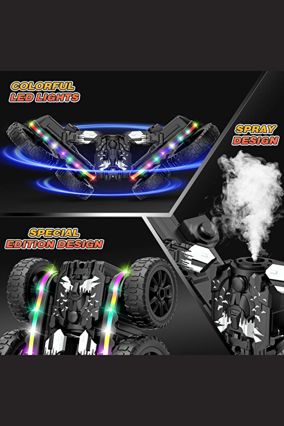 Oyuncak 2.4 Ghz Uzaktan Kumandalı Şarjlı Buhar Atan Akrobat Araba Batman Joker