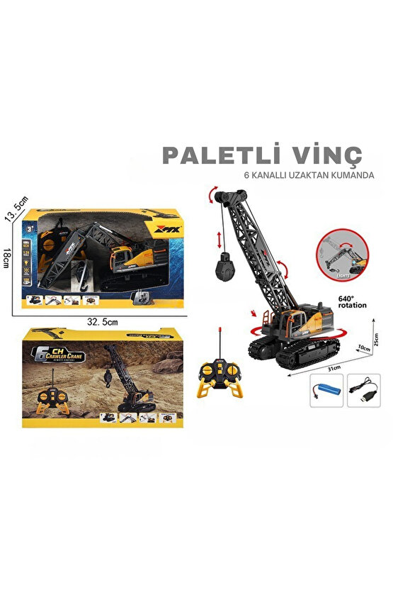 Oyuncak 40 Mhz Uzaktan Kumandalı Işıklı İş Makinası RC Ekskavatör Vinç Paletli