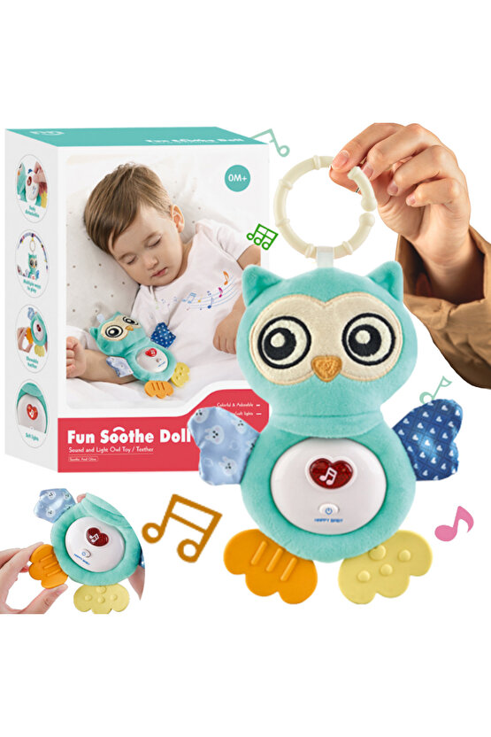 Oyuncak Işıklı Ve Sesli Diş Kaşıyıcılı Peluş Uyku Arkadaşı Bebek Baykuşu
