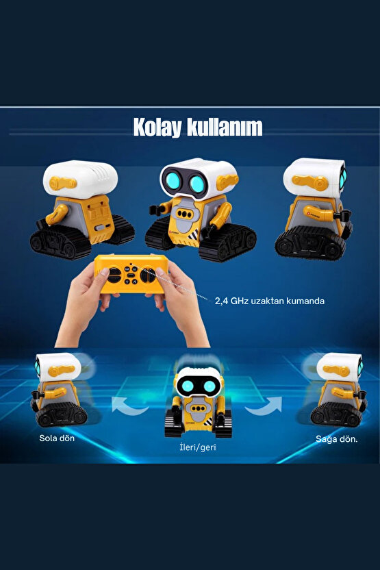 Oyuncak Sesli ve Işıklı Uzaktan Kumandalı Full Fonksiyon USB Şarjlı El Kontrollü 2.4G Robot Araba