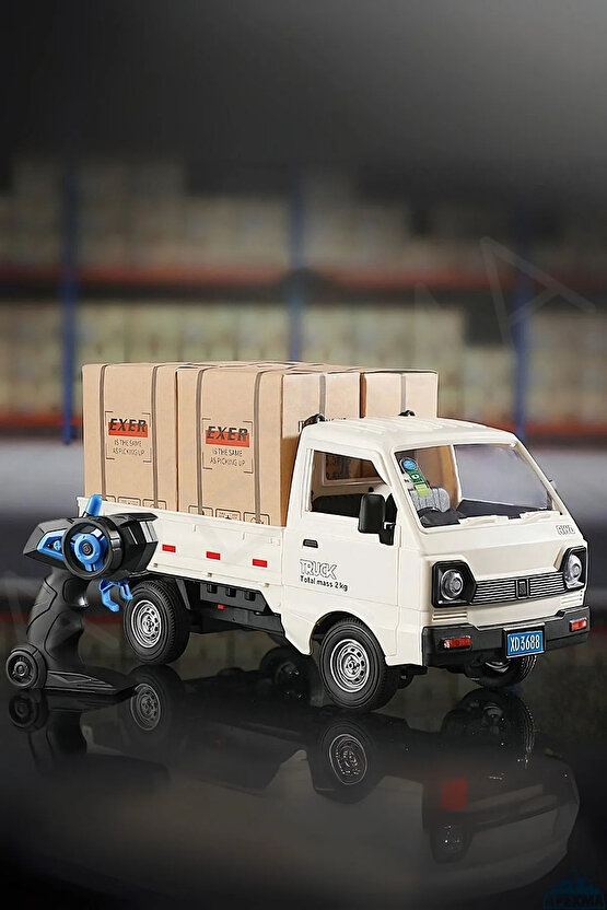 Oyuncak 2.4GHz Uzaktan Kumandalı Sesli Işıklı Şarjlı Buhar Atan Kapıları Açılan Rc Kamyonet