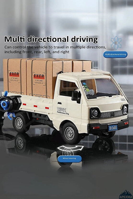 Oyuncak 2.4GHz Uzaktan Kumandalı Sesli Işıklı Şarjlı Buhar Atan Kapıları Açılan Rc Kamyonet