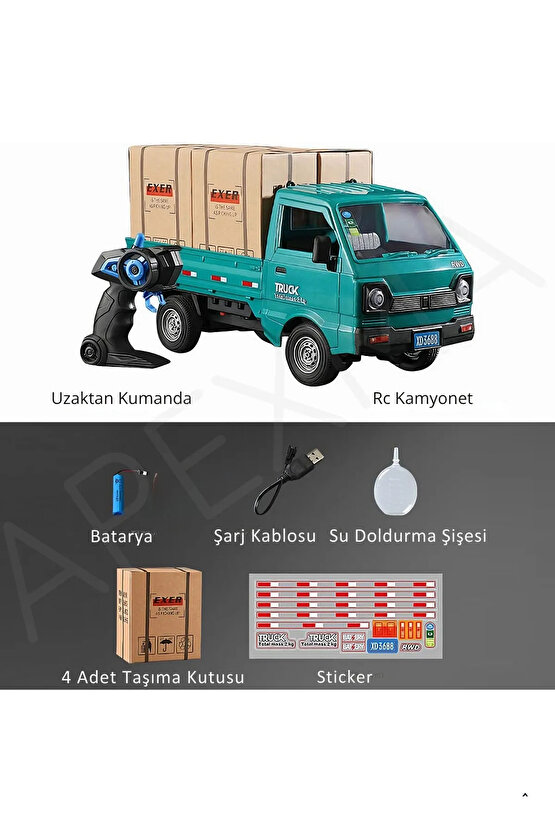 Oyuncak 2.4GHz Uzaktan Kumandalı Sesli Işıklı Şarjlı Buhar Atan Kapıları Açılan Rc Kamyonet
