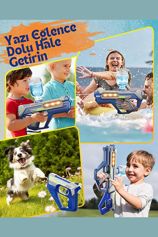Oyuncak Şarjlı Ledli Işıklı Su Tabancası ve Tüfek 2IN1