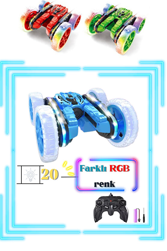 Uzaktan Kumandalı 4x4 Full Fonksiyon Şarjlı Işıklı Buharlı Spin 360 Derece Dönen Akrobat Araba