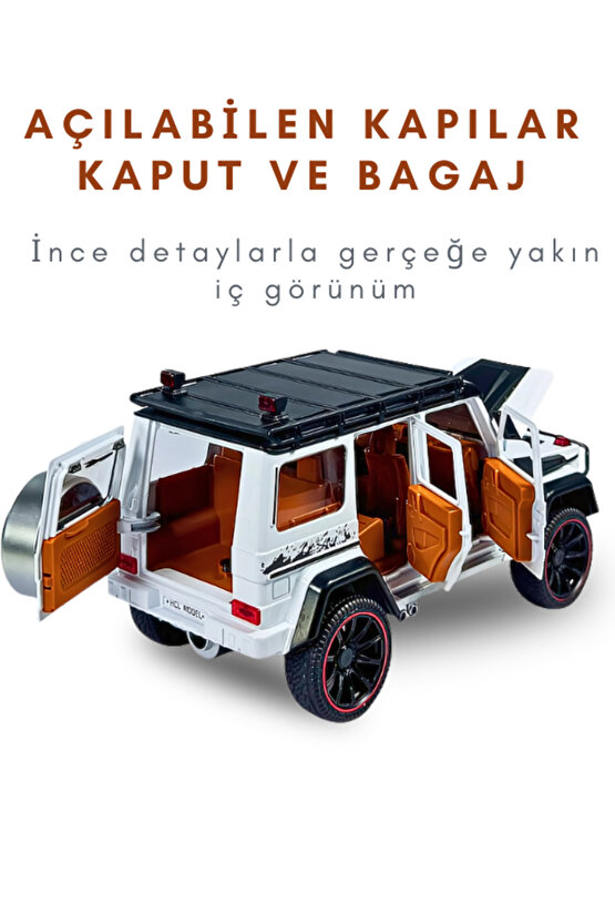 Çek-Bırak Lüks G Kasa Buhar Çıkaran Sesli Işıklı Kapıları ve Bagajı Açılabilen Oyuncak Araç Die-Cast