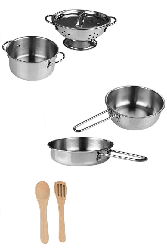 Oyuncak 8 Parça Raflı Standlı Çelik Tencere Tava Seti